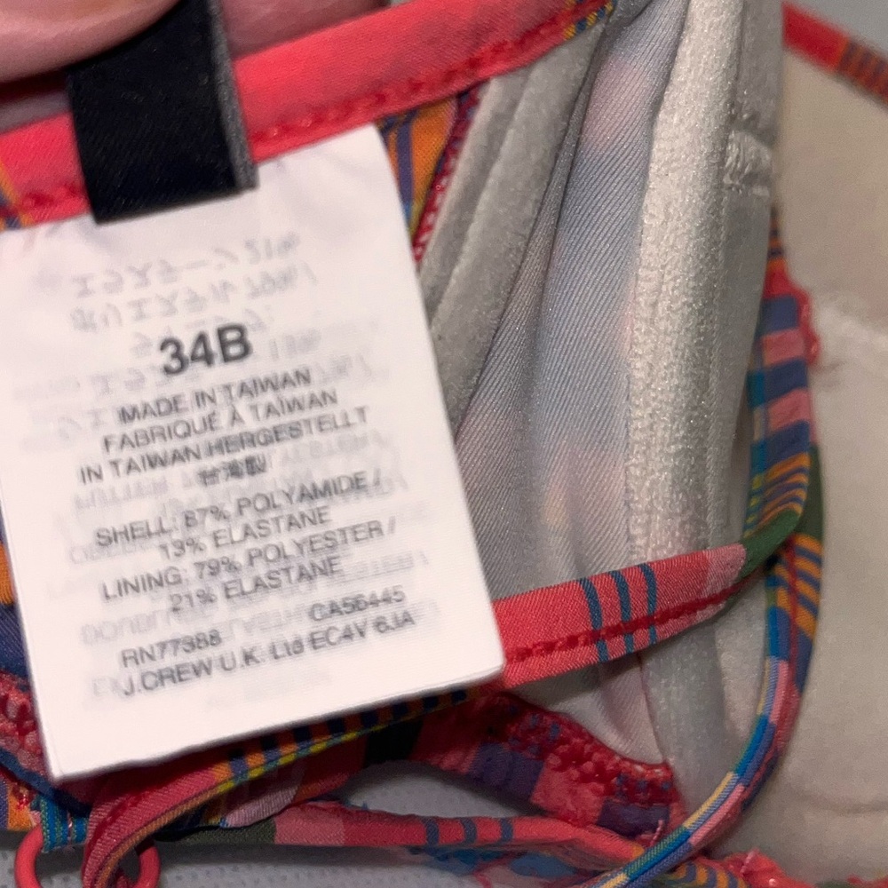 J. Crew Plaid Madras Demi Swim Bra Bikini Top 34B - Picture 6 of 8